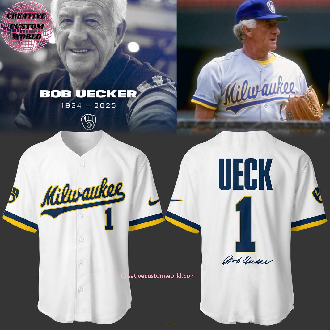 Milwaukee Brewers x Hall of Famer Bob Uecker 1934-2025 Special New Baseball Jersey â€“ White