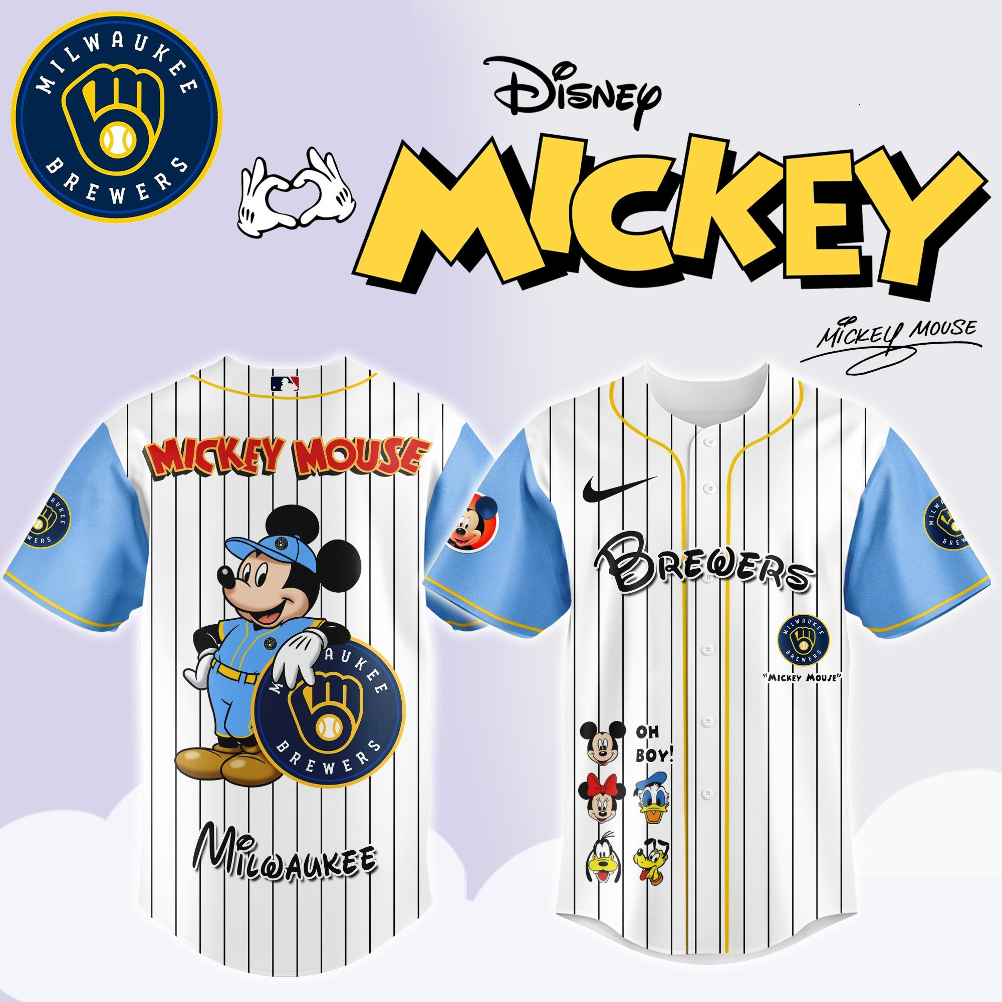 Milwaukee Brewers x Mickey Mouse Game Night Jersey Baseball Enthusiast Gifts