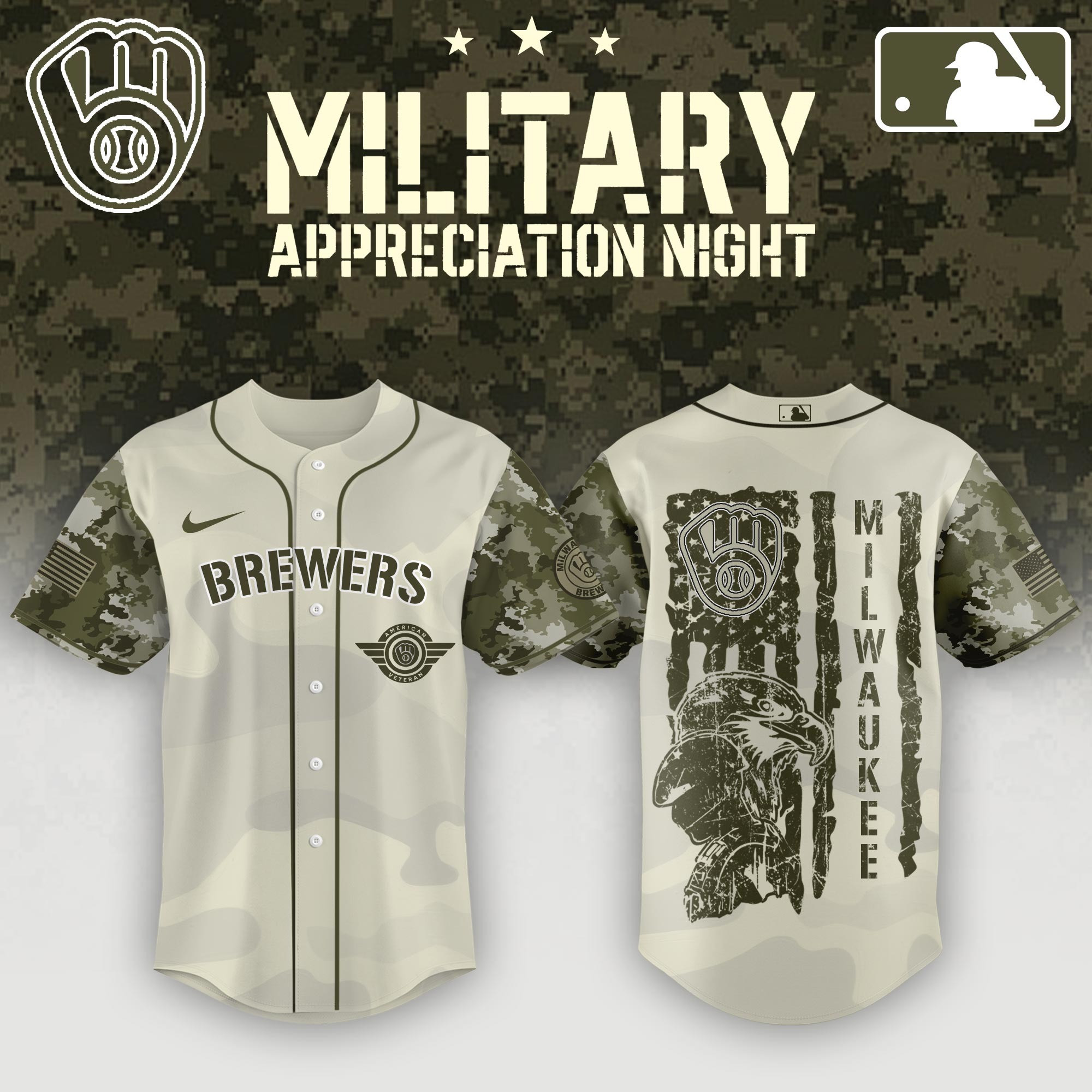 Milwaukee Brewers x MLB 2025 Armed Forces Day Night Jersey Cool Baseball Gifts