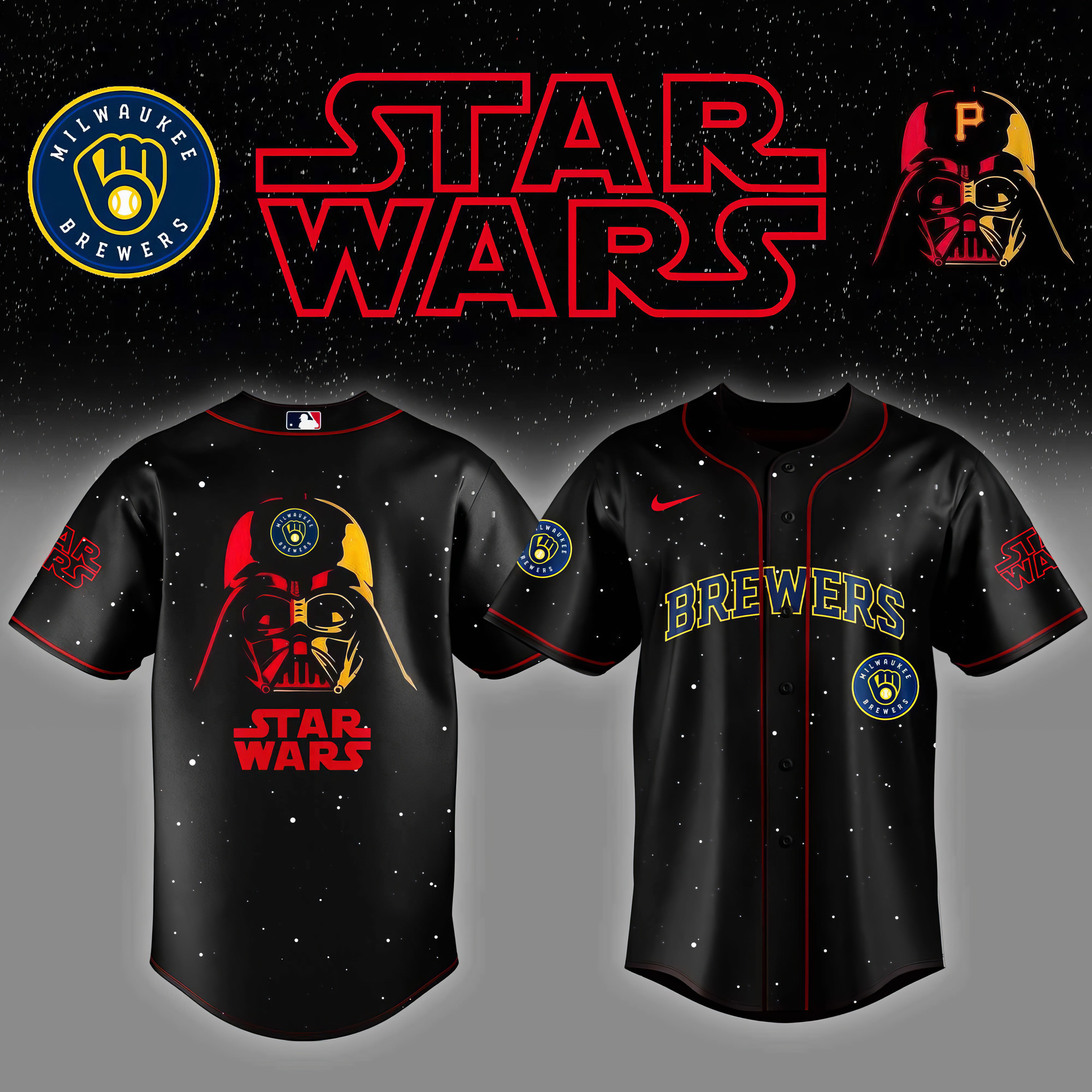 Milwaukee Brewers x Star Wars Night Baseball Jersey Presents For Baseball Lovers