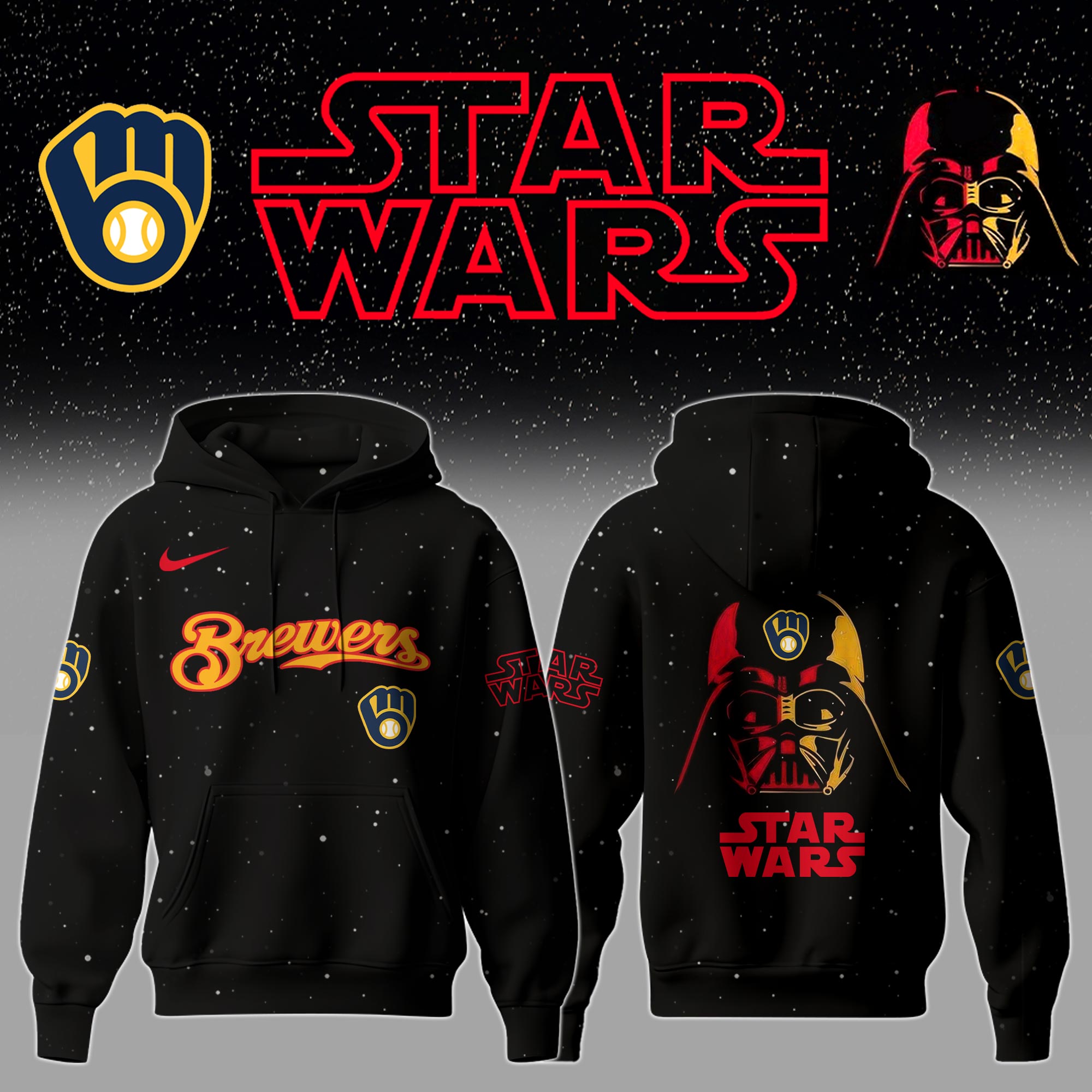 Milwaukee Brewers x Stars Wars Night Hoodie Gift Ideas For Baseball Players