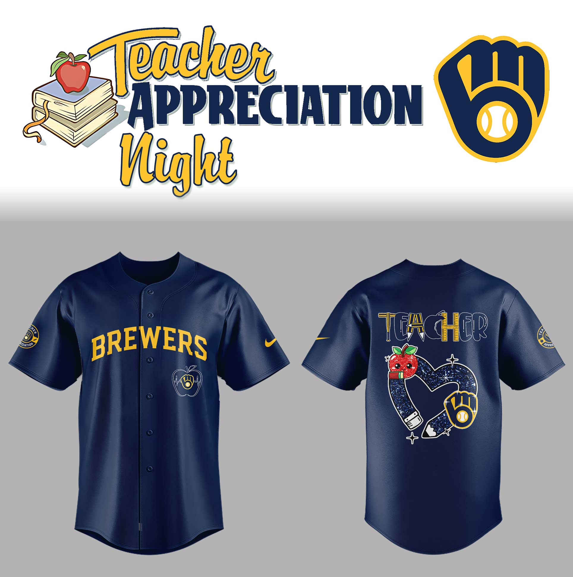 Milwaukee Brewers x Teacher Appreciation Night Jersey Baseball Fan Gifts
