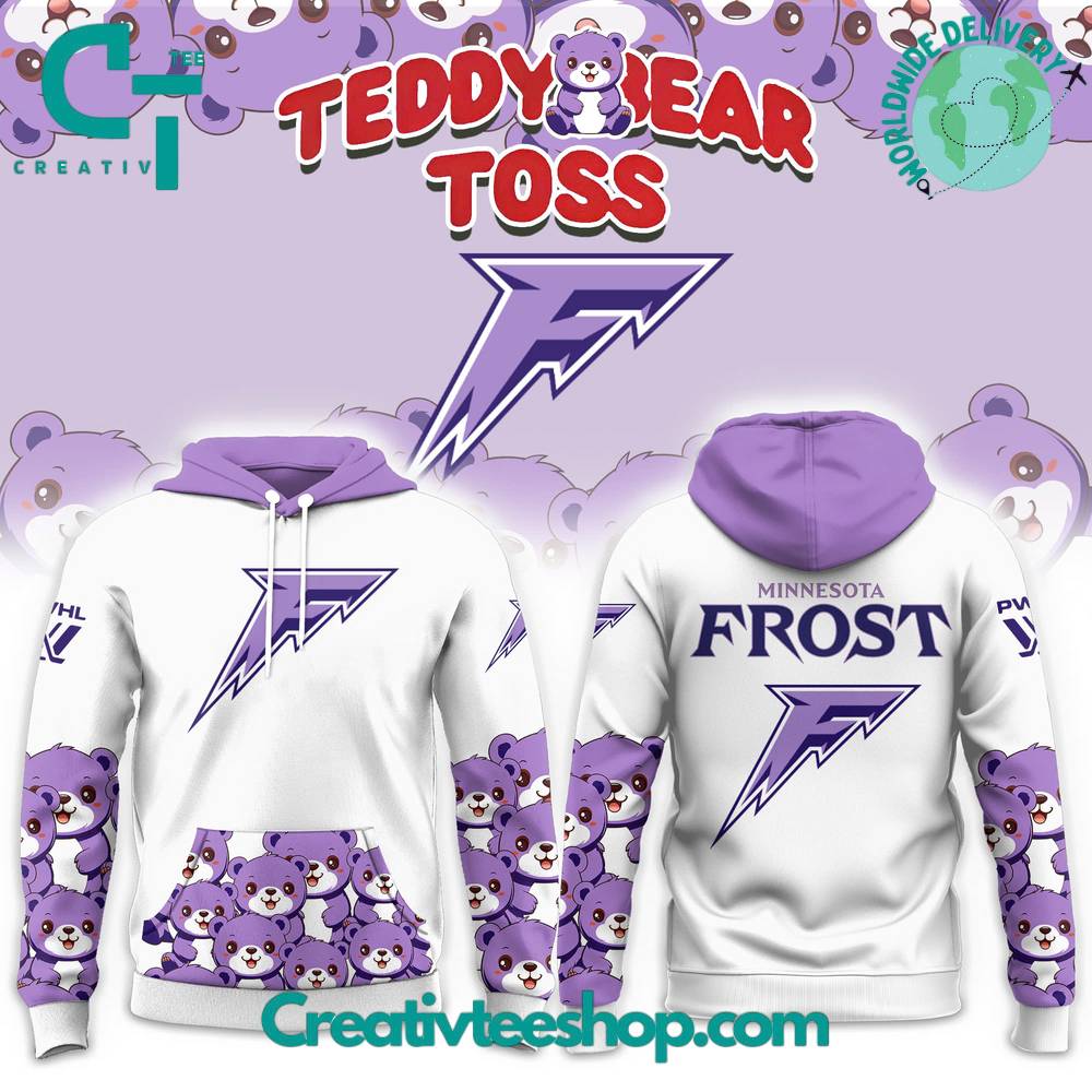Minnesota Frost Teddy Bear Toss Special White Hoodie