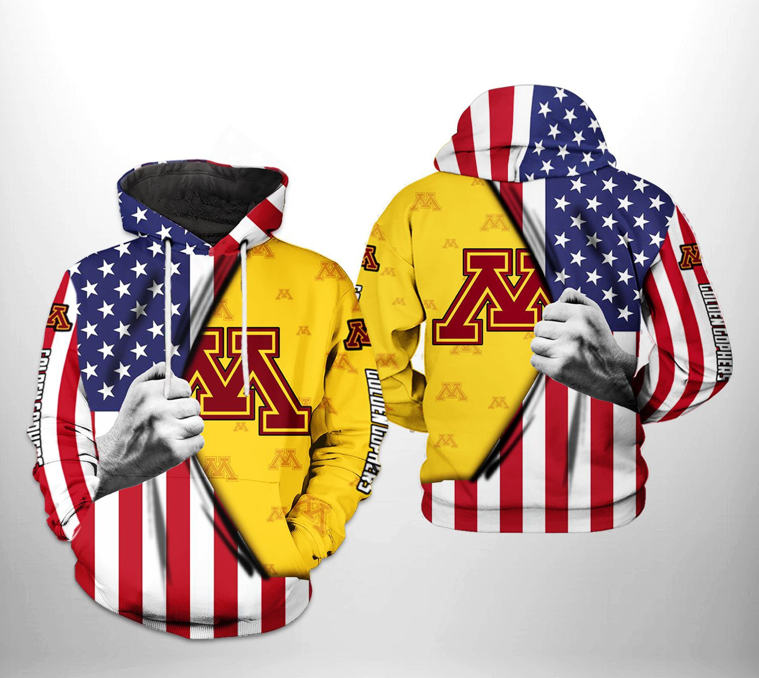Minnesota Golden Gophers NCAA US Flag Hoodie