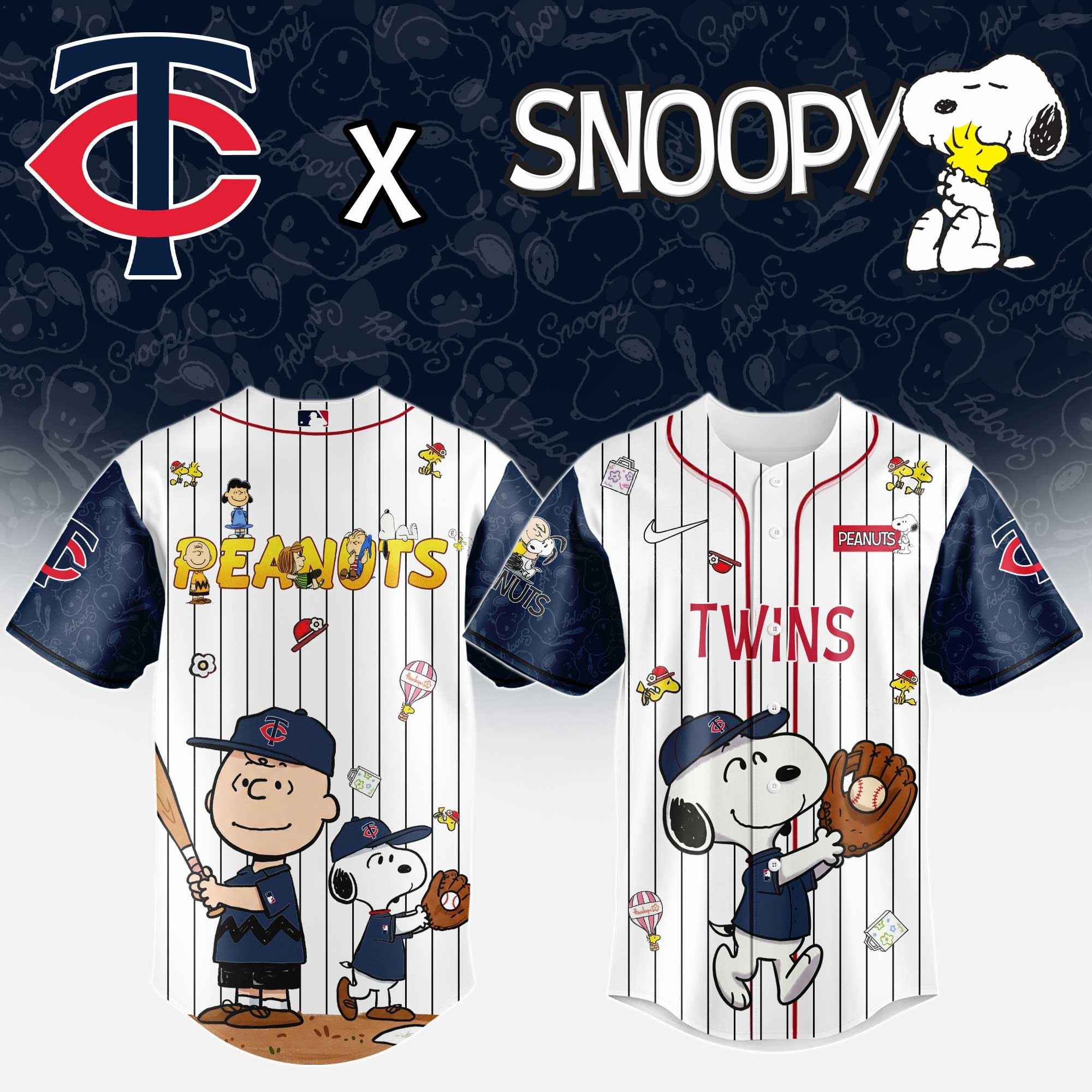 Minnesota Twins MLB 75Th Anniversary Of Peanuts Snoopy Jersey 2025 Twins Baseball Gifts