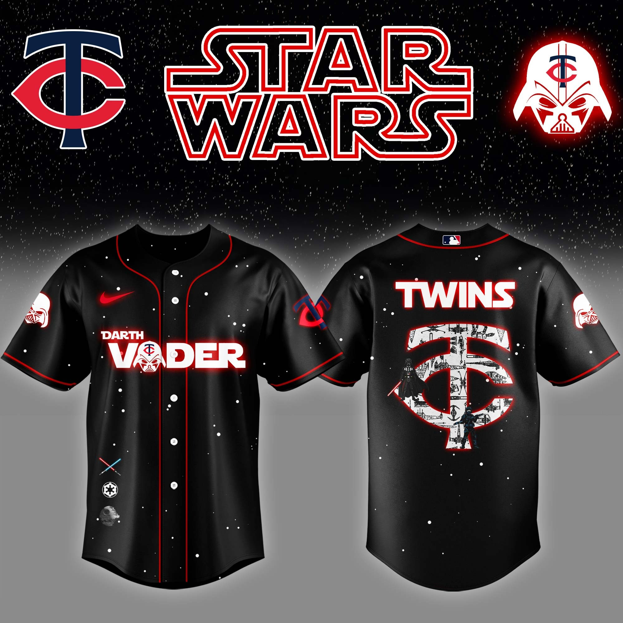 Minnesota Twins x Star Wars Darth Vader Night Baseball Jersey Baseball Lover Gift Ideas