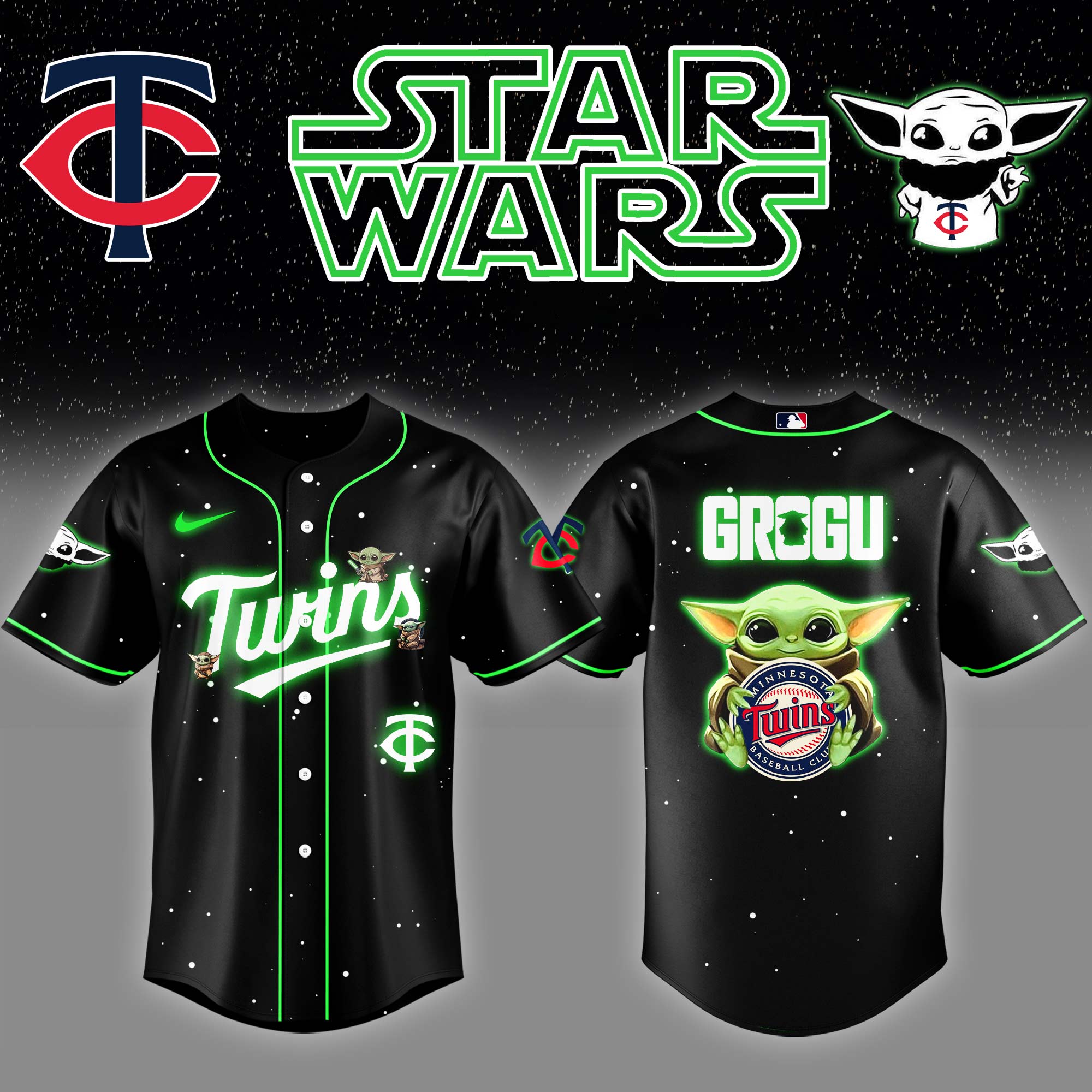 Minnesota Twins x Stars Wars Grogu Night Baseball Jersey Baseball Fatherâ€™s Day Gifts