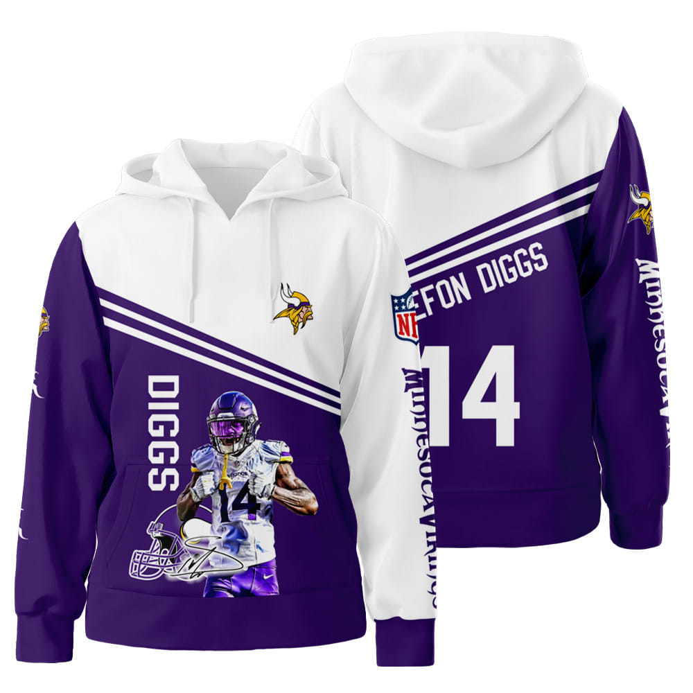 Minnesota Vikings and Stefon Diggs 3D All Over Print Hoodie Zip-Up Hoodie Ver 2