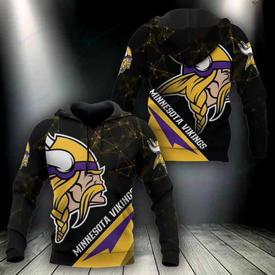 Minnesota Vikings Black V1 NFL Football Team Hoodie