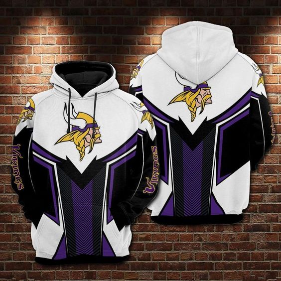 Minnesota Vikings Black White NFL Football Team Hoodie