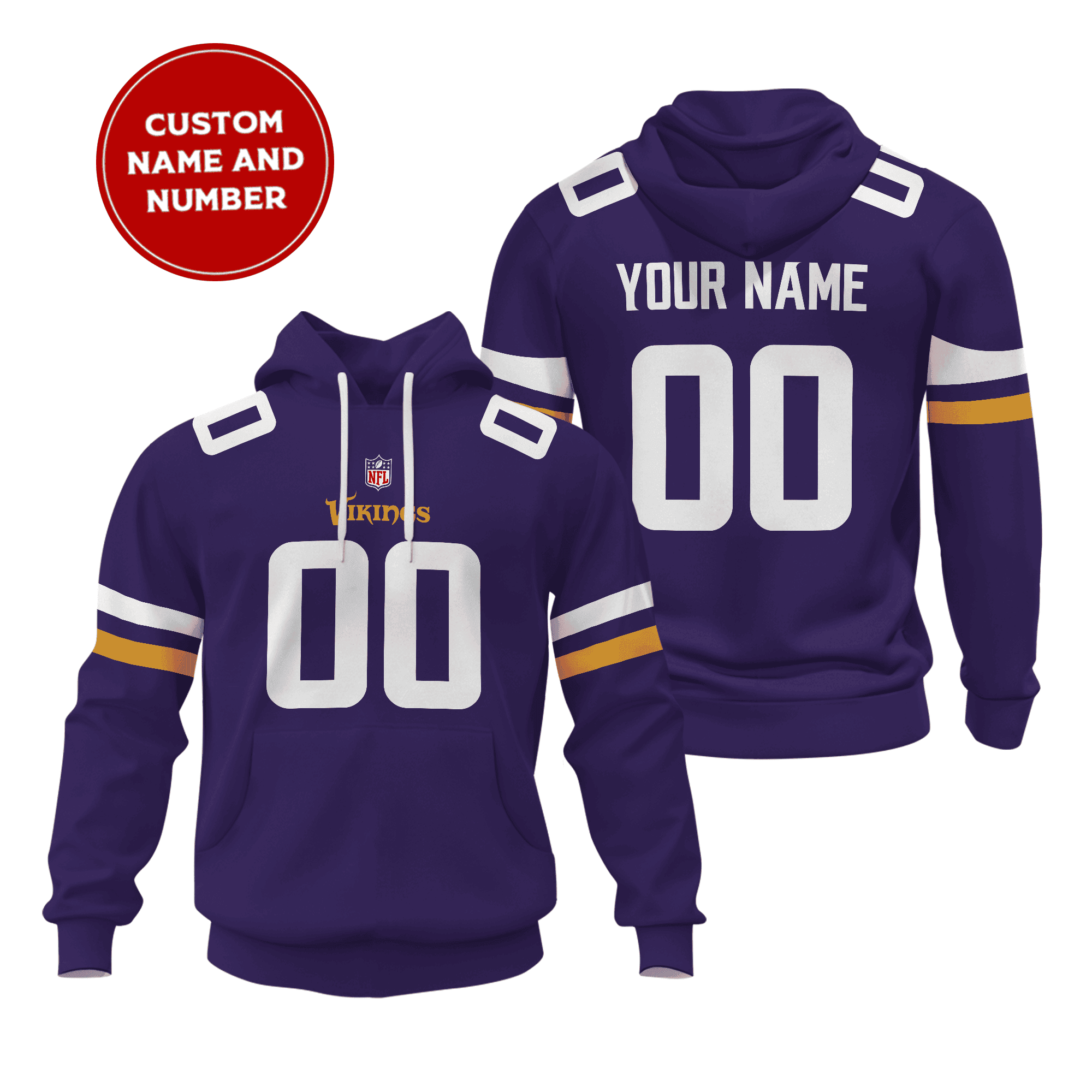 Minnesota Vikings Custom Name And Number 3D Hoodie Version 155