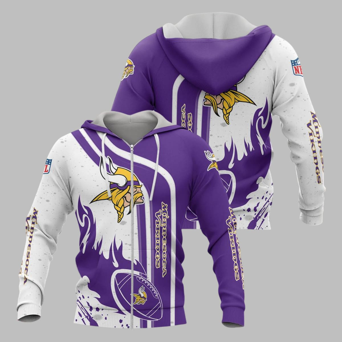Minnesota Vikings Football Personalized 3D printed Sweatshirt Hoodie Zipped Hoodie