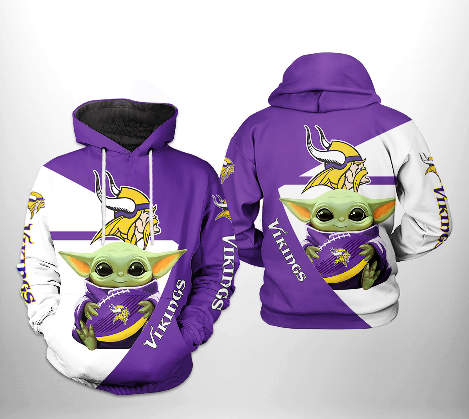 Minnesota Vikings NFL Baby Yoda Team Hoodie Zip Hoodie