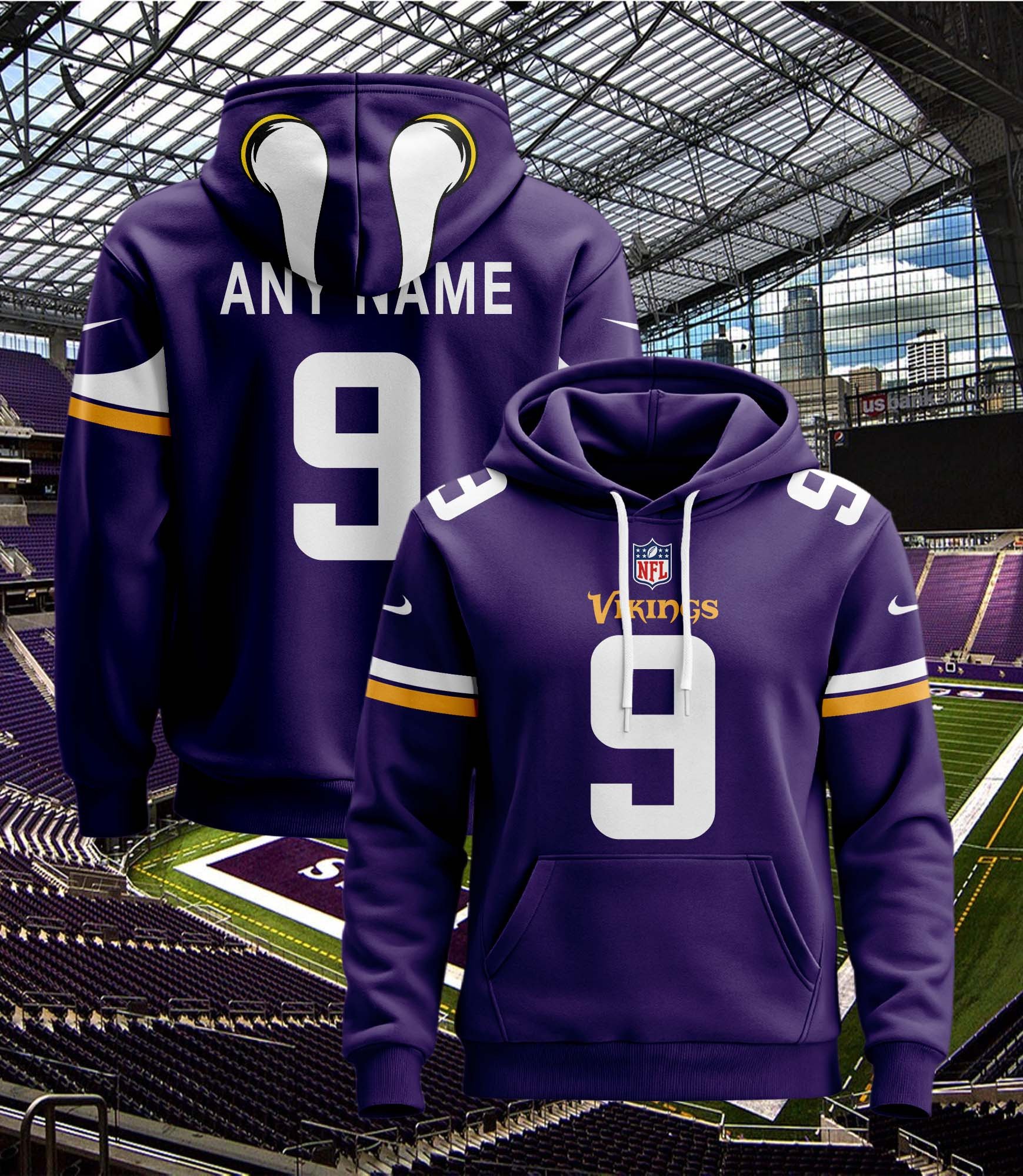 Minnesota Vikings Personalized Name And Number NFL 3D Hoodie Style 32 Premium Merchandise
