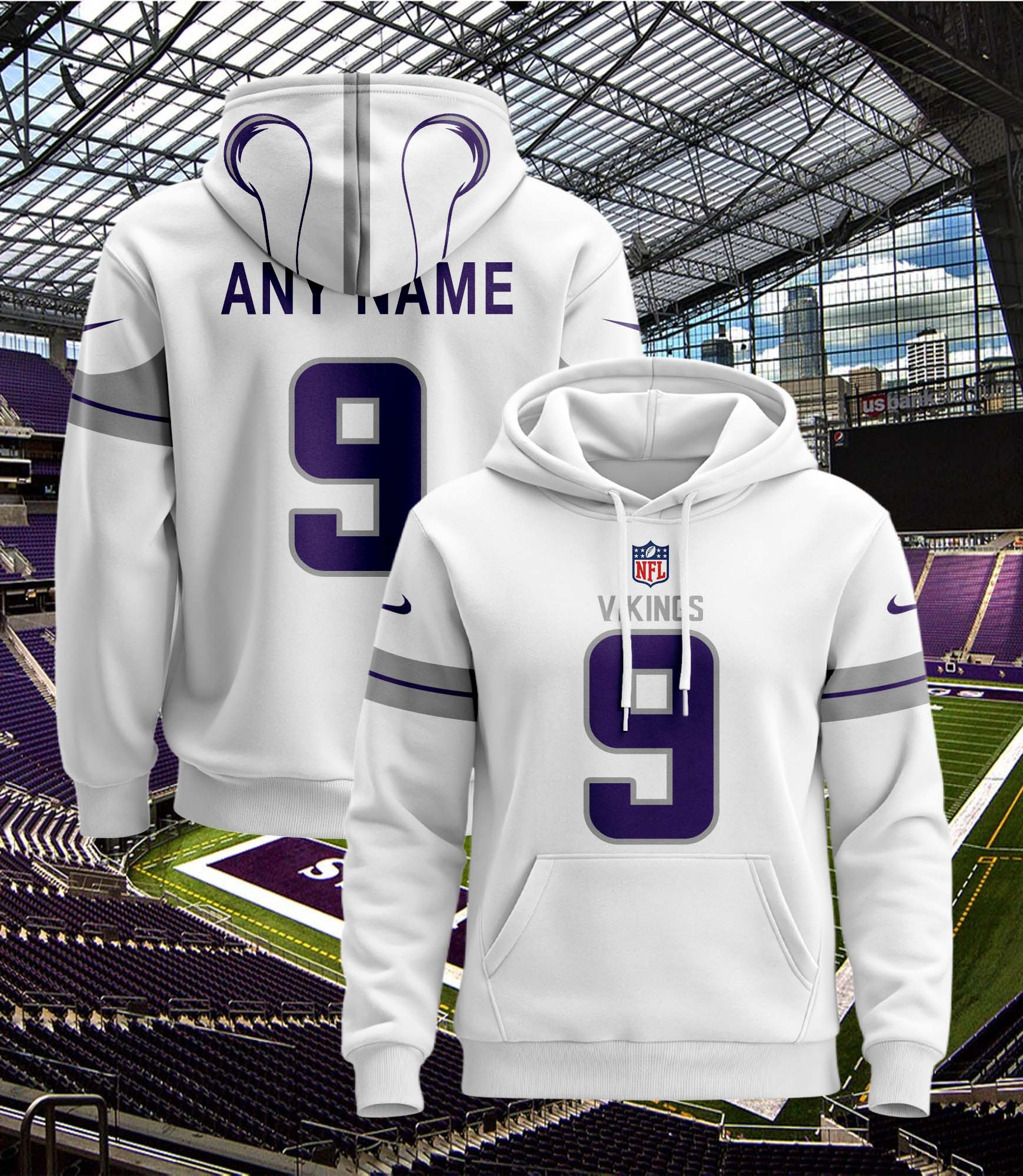 Minnesota Vikings Personalized Name And Number NFL 3D Hoodie Version 30