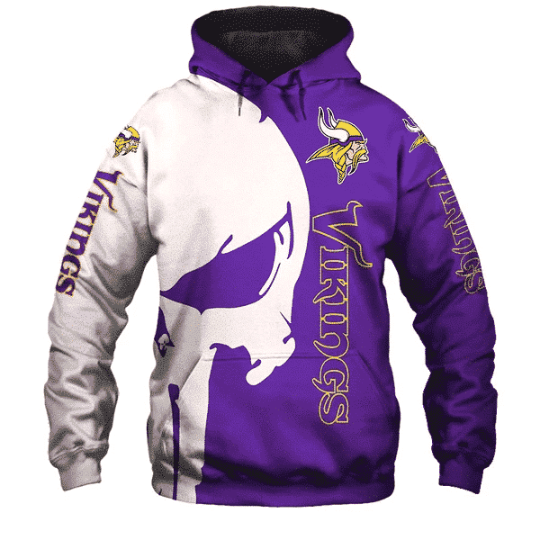 Minnesota Vikings Punisher NFL Unisex 3D Hoodie