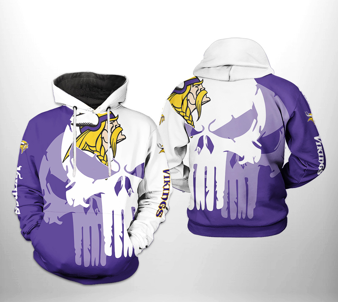 Minnesota Vikings Punisher V1 NFL Football Team Hoodie