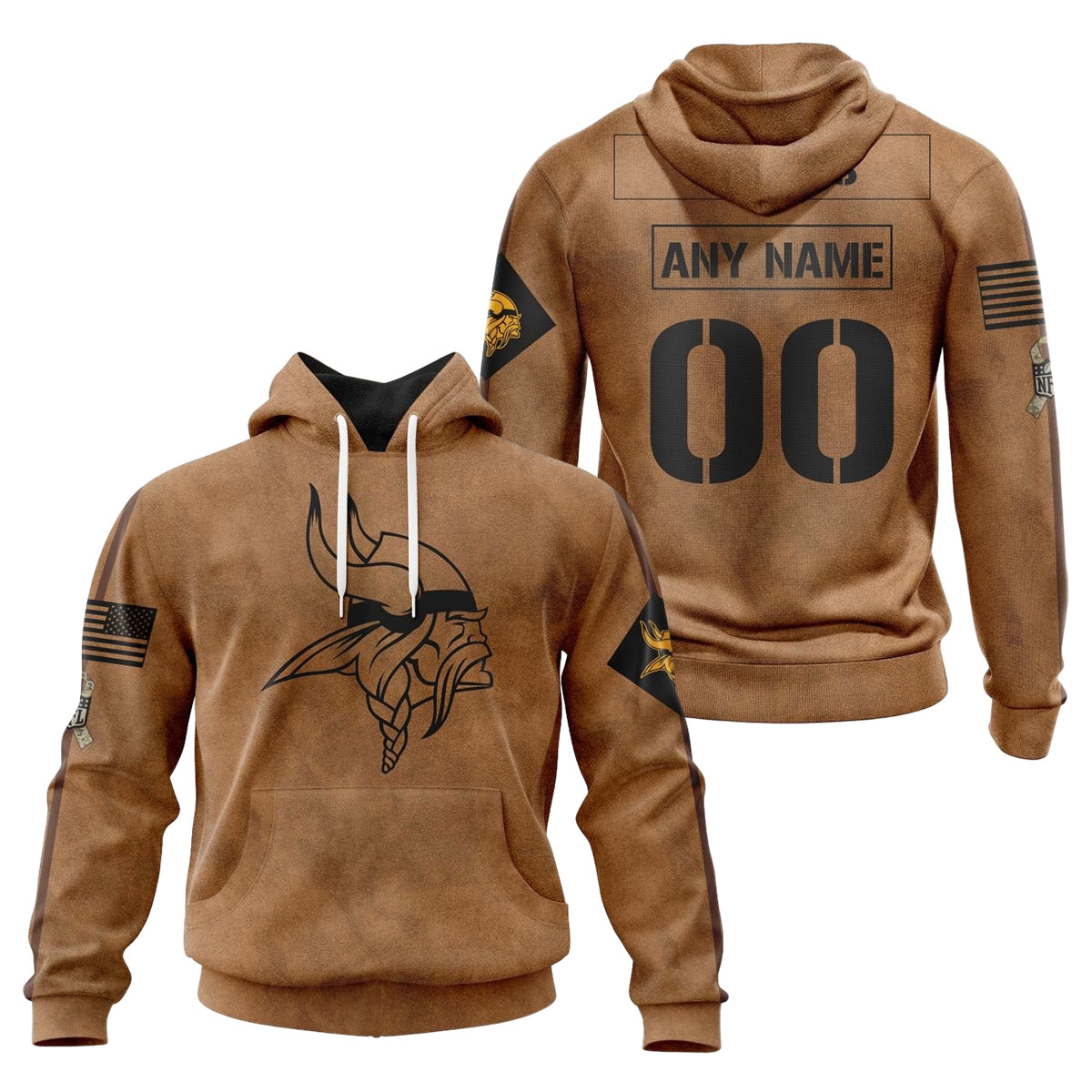 Minnesota Vikings Salute To Service Club 3D printed Sweatshirt Hoodie Zipped Hoodie