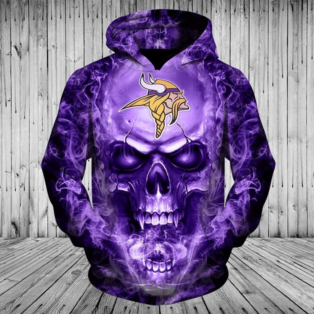 Minnesota Vikings Skull Hoodie Version 1723