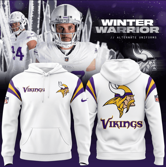 Minnesota Vikings White NFL 3D Hoodie