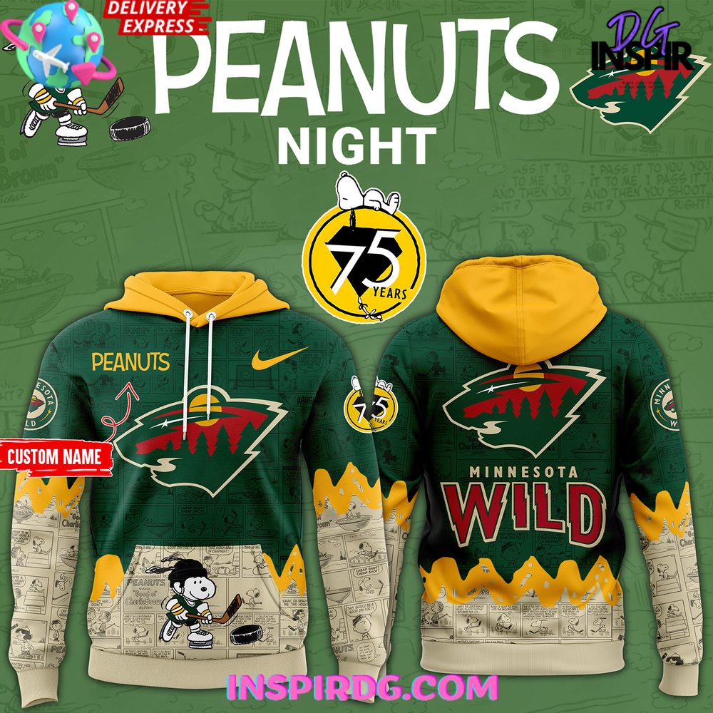 Minnesota Wild 75th Anniversary of Peanuts Hoodie Gift For Sport Music Fans