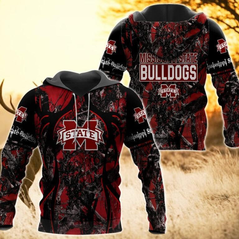Mississippi State Bulldogs Camo Hunting 3D printed Sweatshirt Hoodie Zipped Hoodie