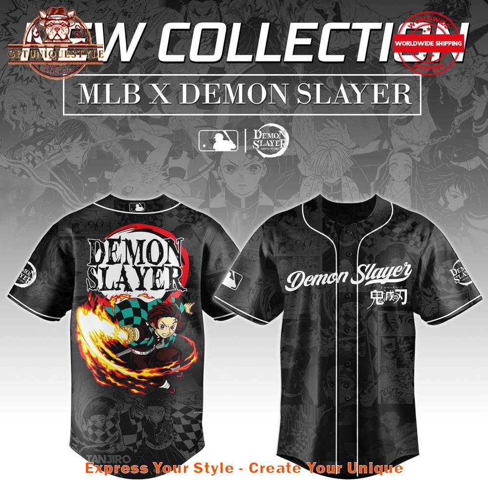 MLB x Demon Slayer Kamado Tanjirou Baseball Jersey
