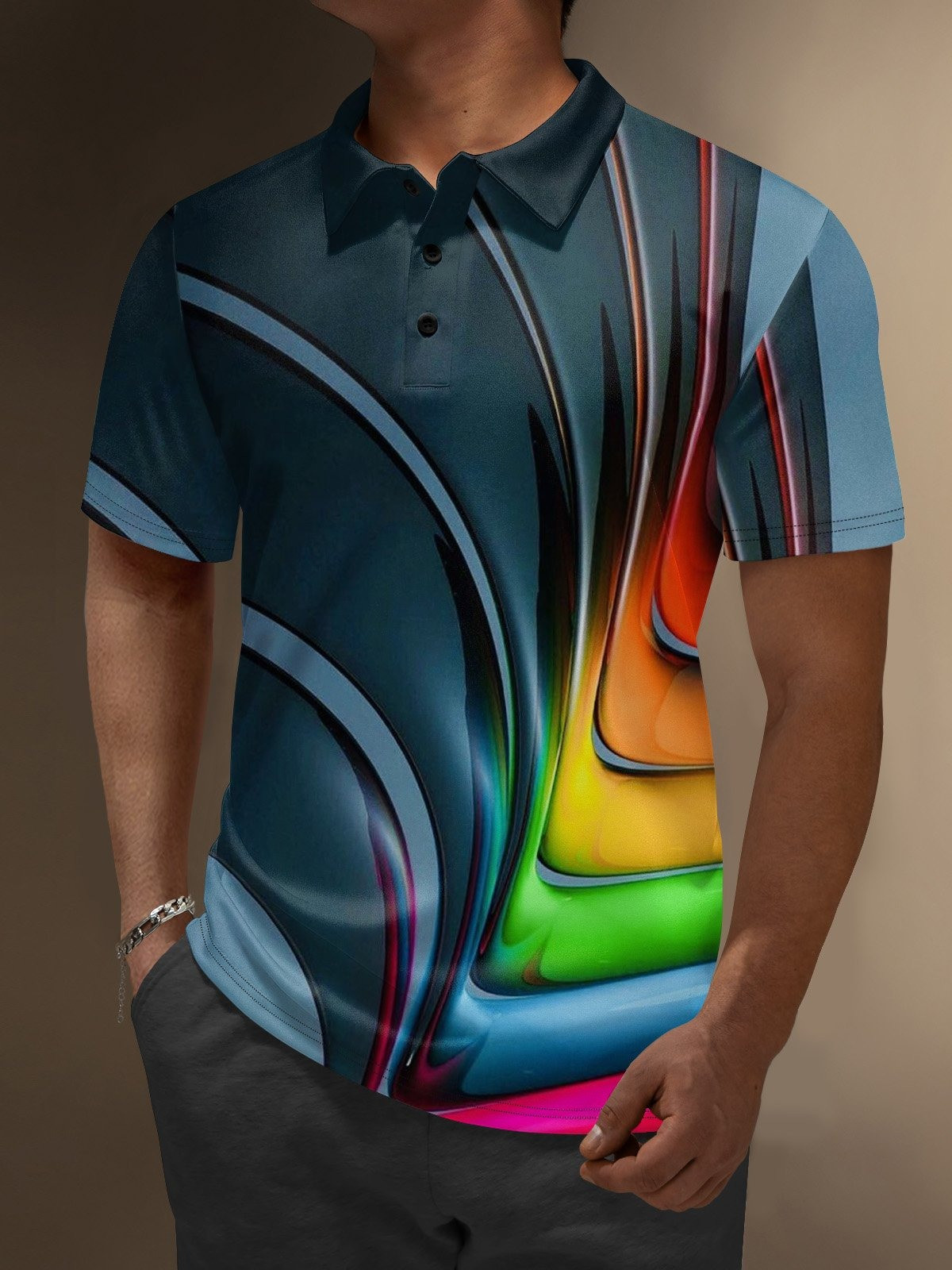 Moisture Wicking Abstract Gradient Golf Polo Shirt