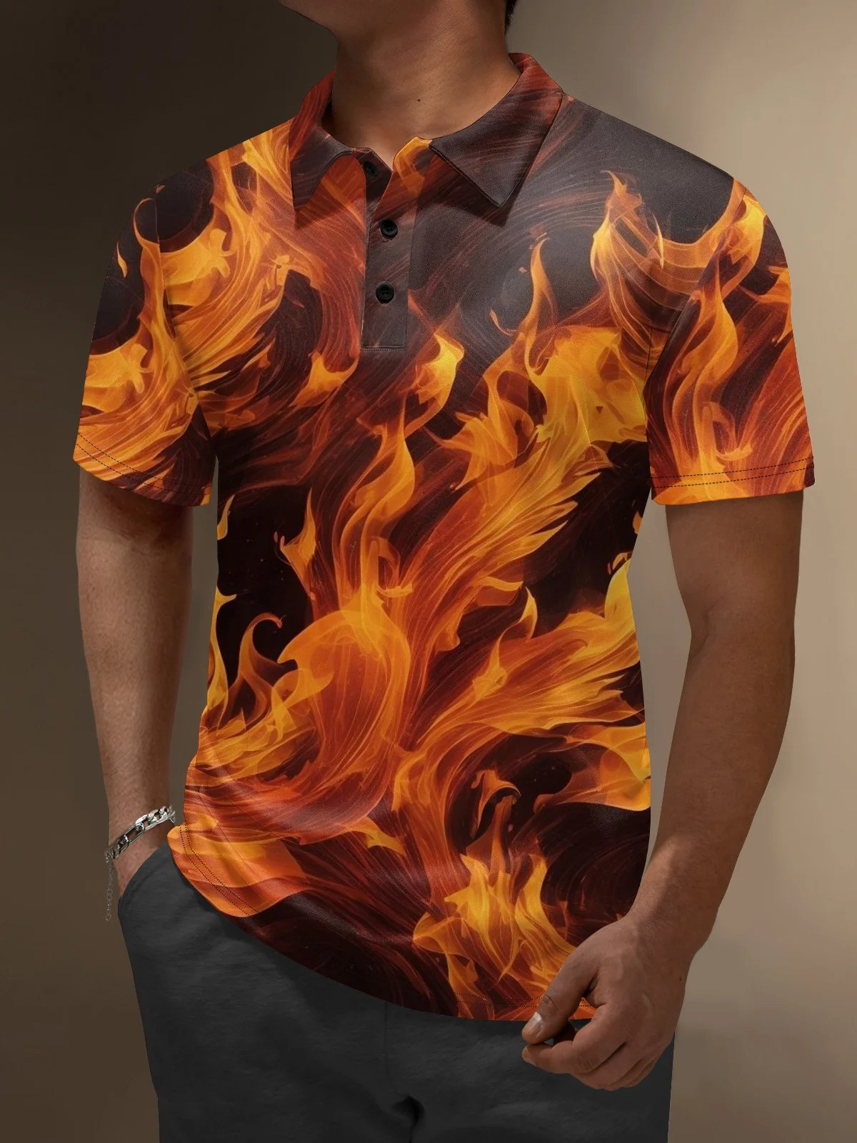 Moisture Wicking Artistic Abstract Flame Golf Polo Shirt