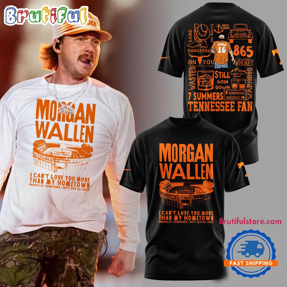 Morgan Wallen Live Knoxville Tennessee Volunteers Sept 20-22 2024 Black T Shirt