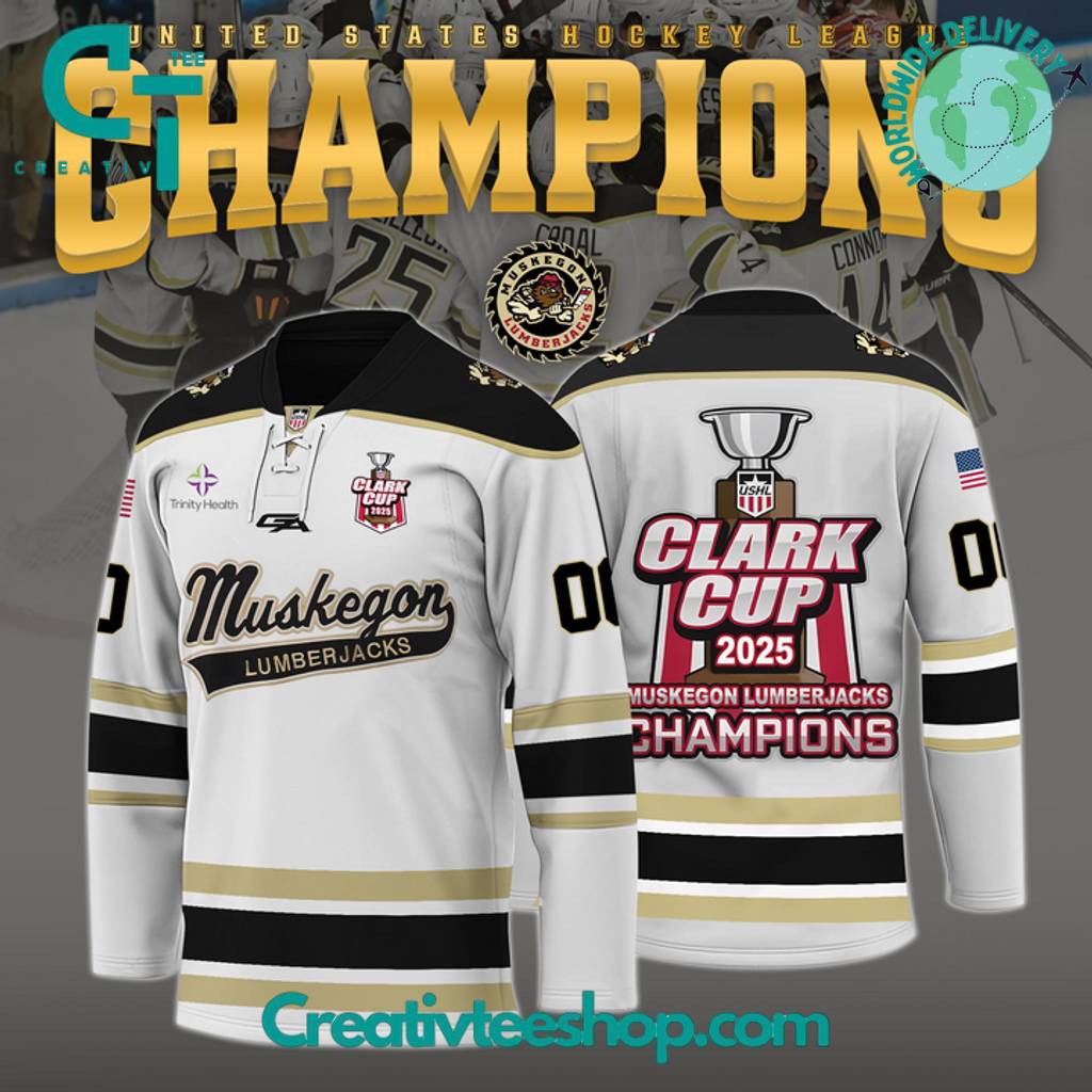 Muskegon Lumberjacks Champions USHL 2025 Hockey Jersey