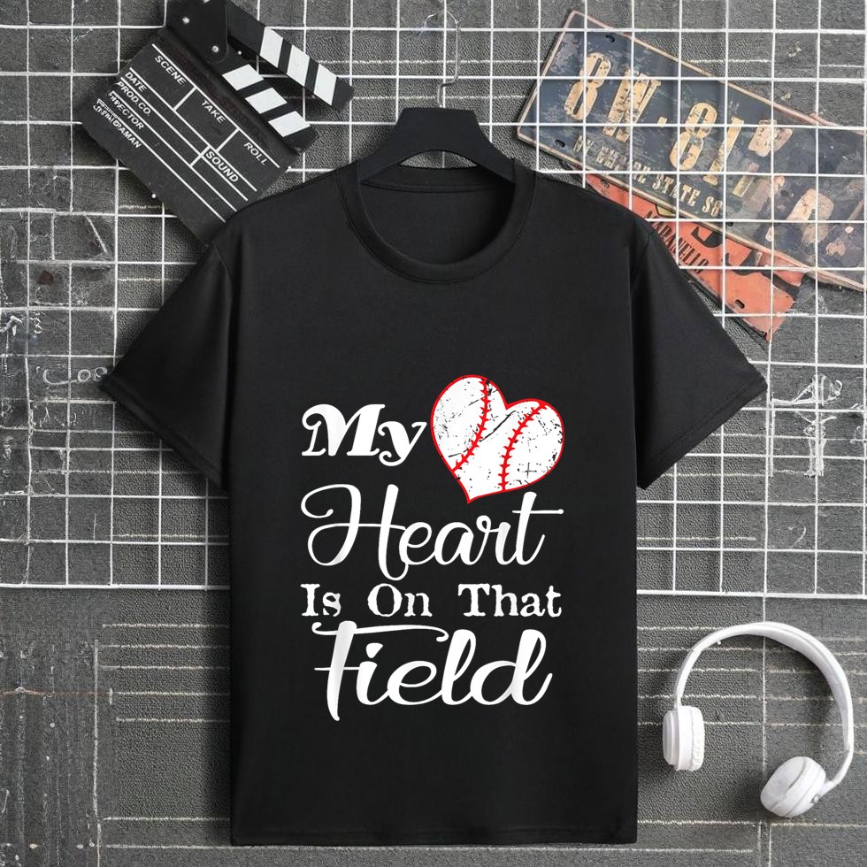 My Heart Is On That Field Baseball Shirt Baseball Mom Gift T-Shirt