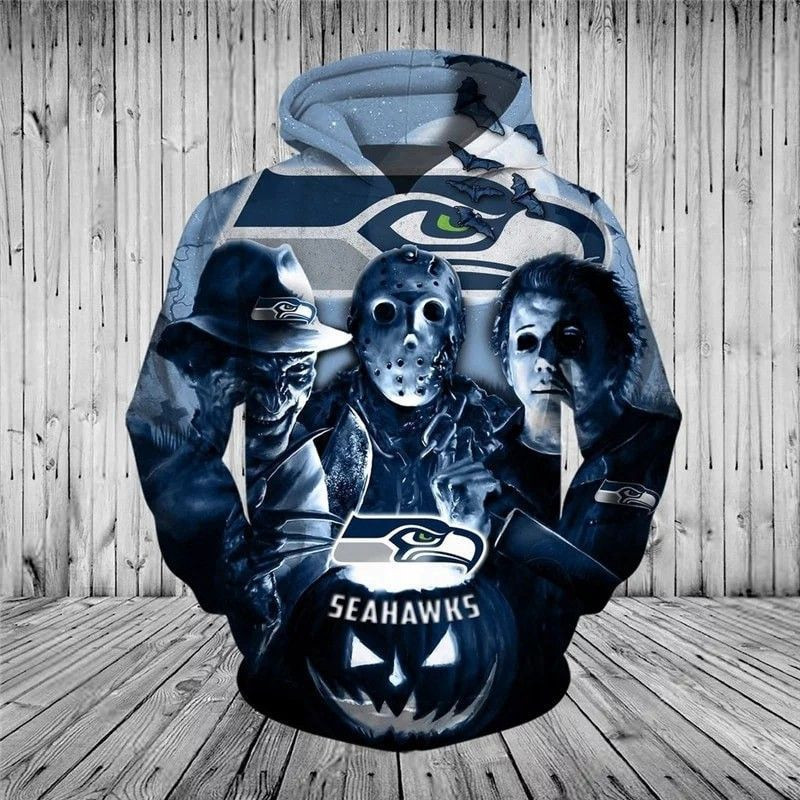 N.F.L Seattle Seahawks Classic Halloween Horror Movie Character Hoodie  Zip Hoodie Style 1537 Gift For Sport Music Fans