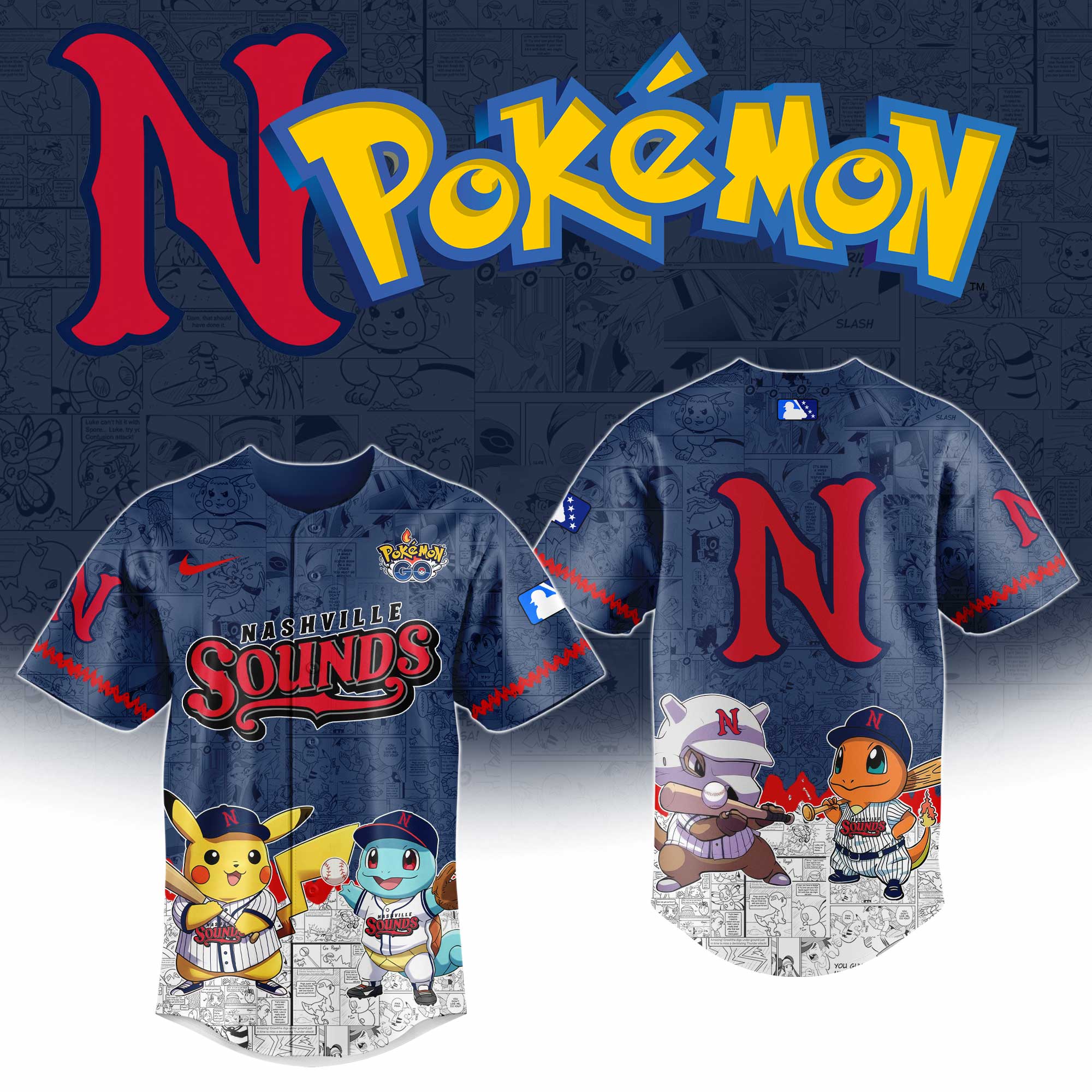 Nashville Sounds x PokÃ©mon Go Personalized New Baseball Jersey For Fans