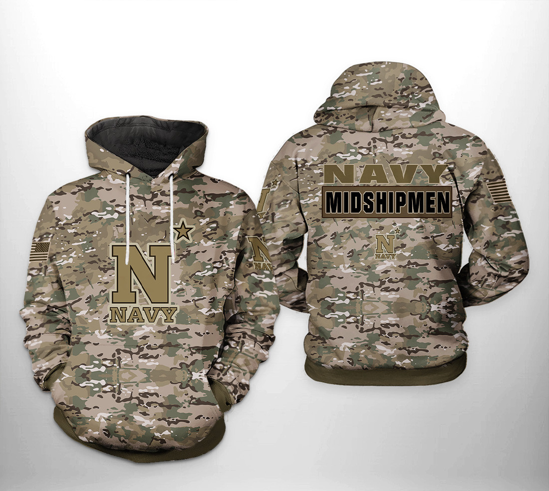 Navy Midshipmen NCAA Camo Veteran Hoodie  Zip Hoodie