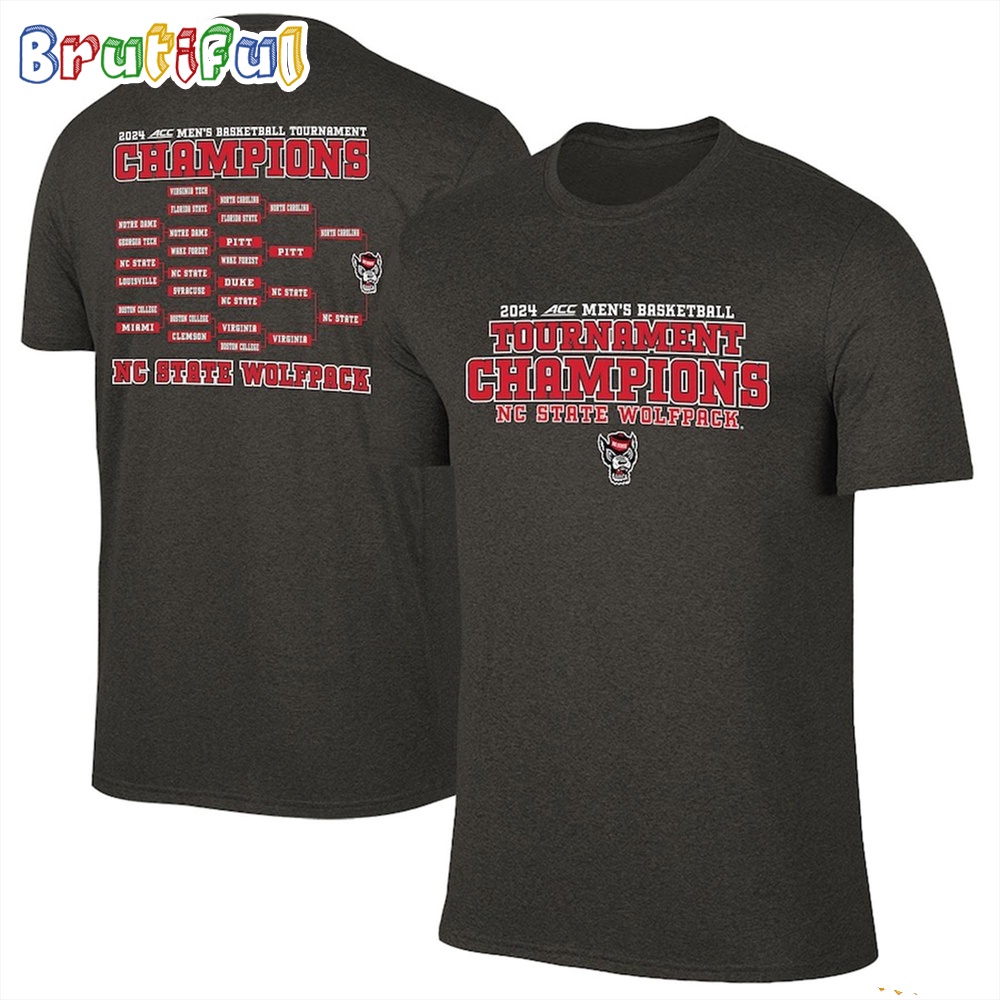 NC State Wolfpack 2024 ACC Mens Basketball Conference Tournament Champions Black TShirt