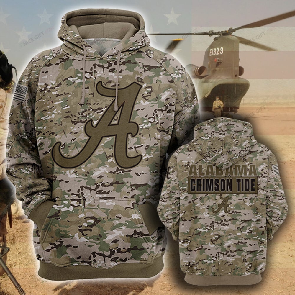 NCAA Alabama Crimson Tide Camouflage 3D Hoodie MTD2T2