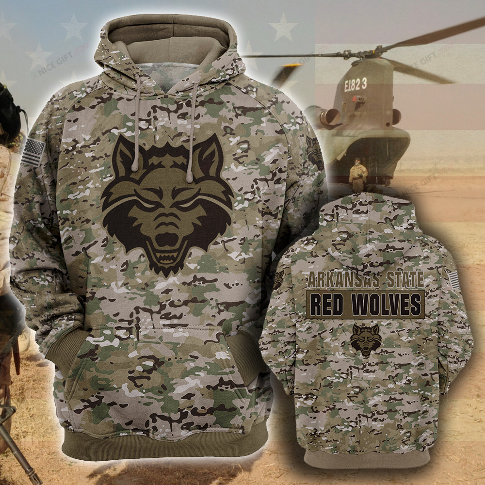 NCAA Arkansas State Red Wolves Camouflage 3D Hoodie MTD2T2