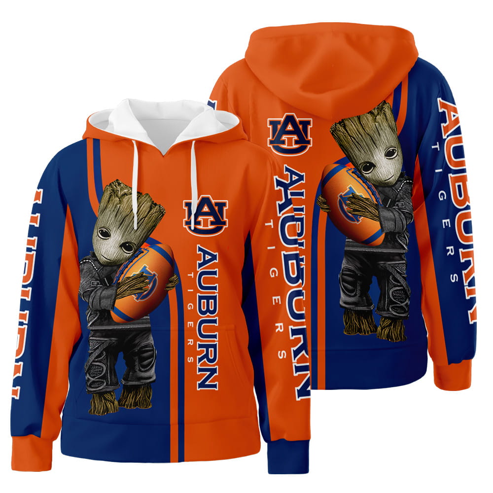 NCAA Auburn Tigers Groot 3D All Over Print Hoodie Zip-Up Hoodie