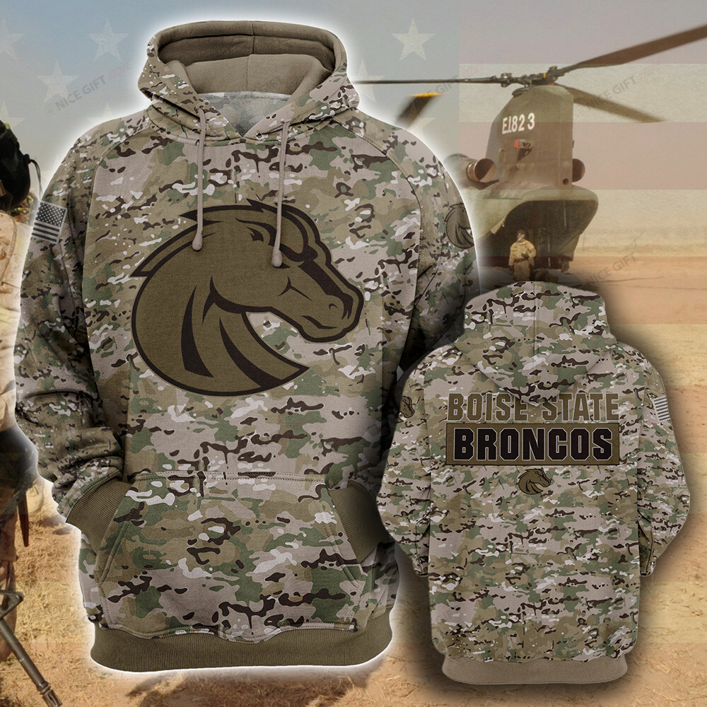 NCAA Boise State Broncos Camouflage 3D Hoodie MTD2T2