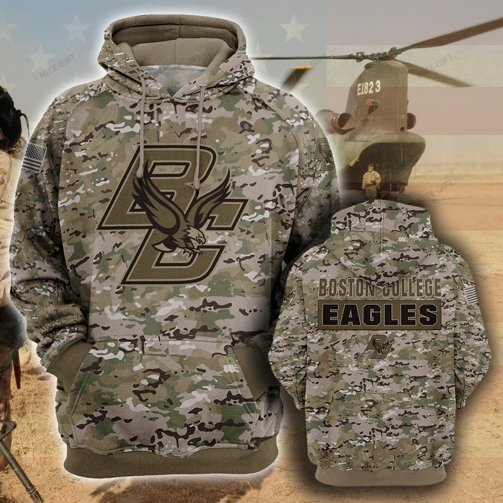 NCAA Boston College Eagles Camouflage 3D Hoodie MTD2T2