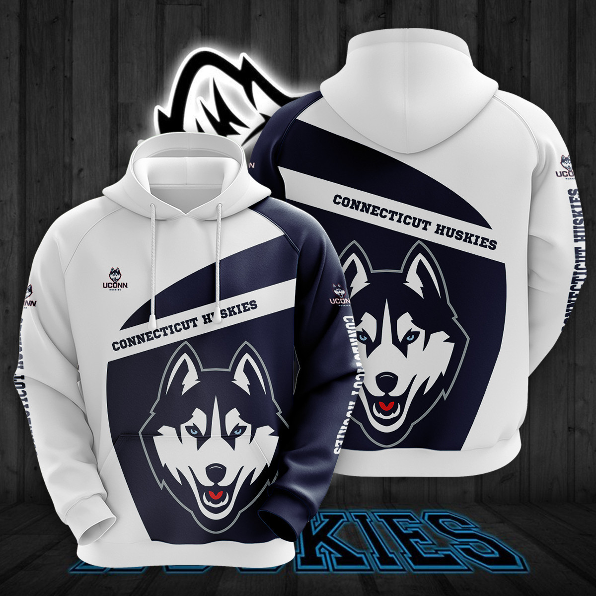 NCAA Connecticut Huskies 3D Hoodie