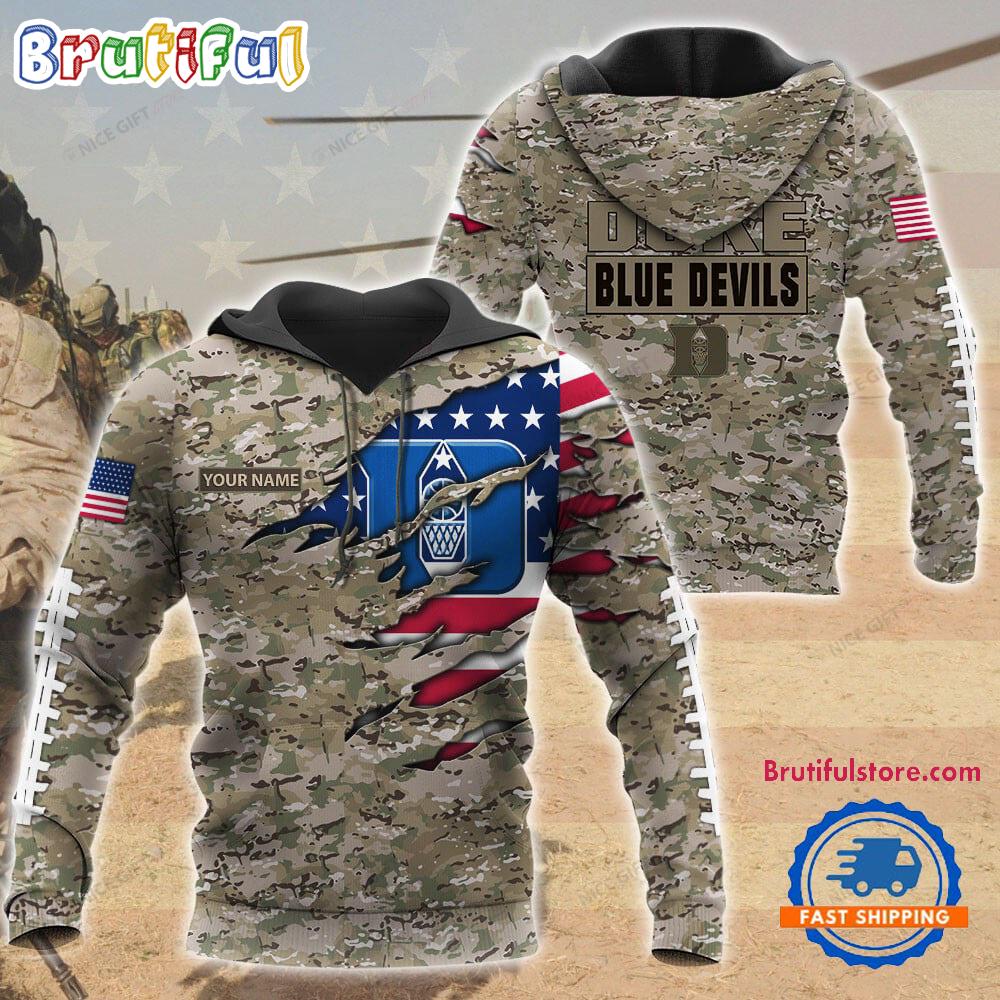 NCAA Duke Blue Devils Military Veterans Camouflage Hoodie