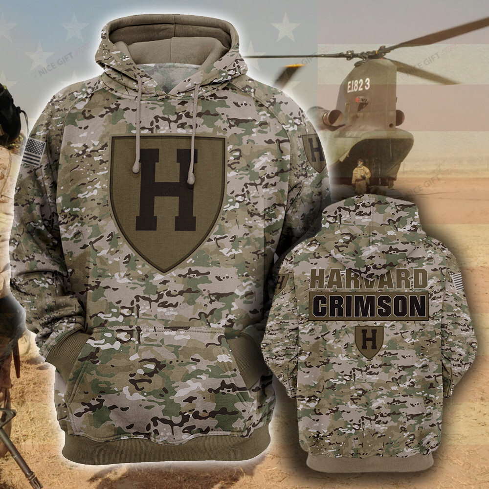 NCAA Harvard Crimson Camouflage 3D Hoodie MTD2T2