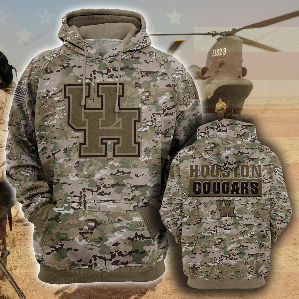 NCAA Houston Cougars Camouflage 3D Hoodie MTD2T2