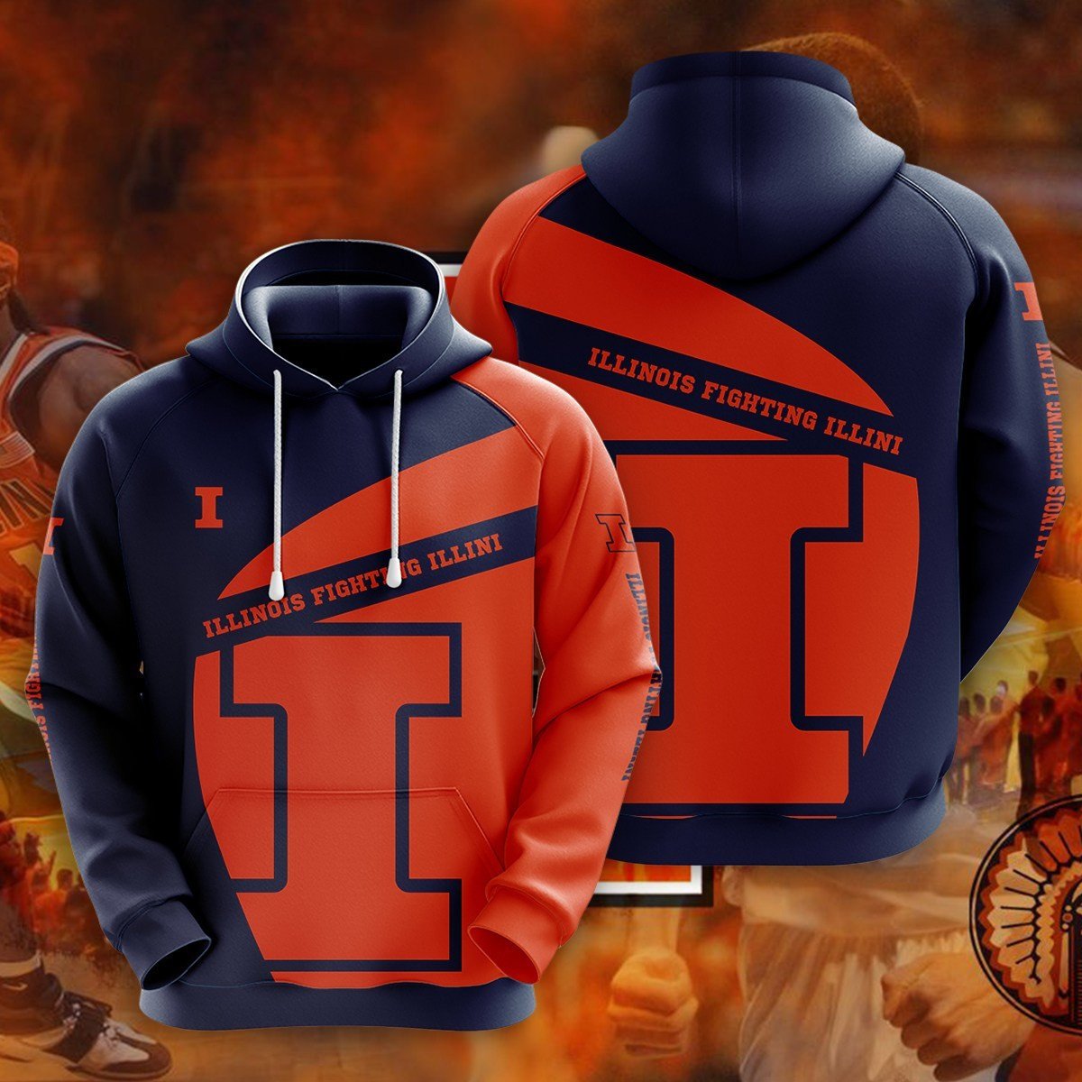 NCAA Illinois Fighting Illini 3D Hoodie