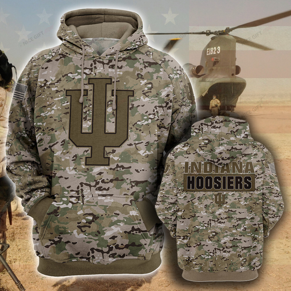 NCAA Indiana Hoosiers Camouflage 3D Hoodie MTD2T2