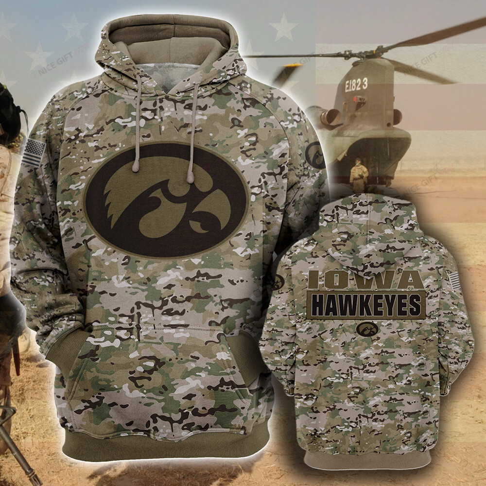 NCAA Iowa Hawkeyes Camouflage 3D Hoodie MTD2T2