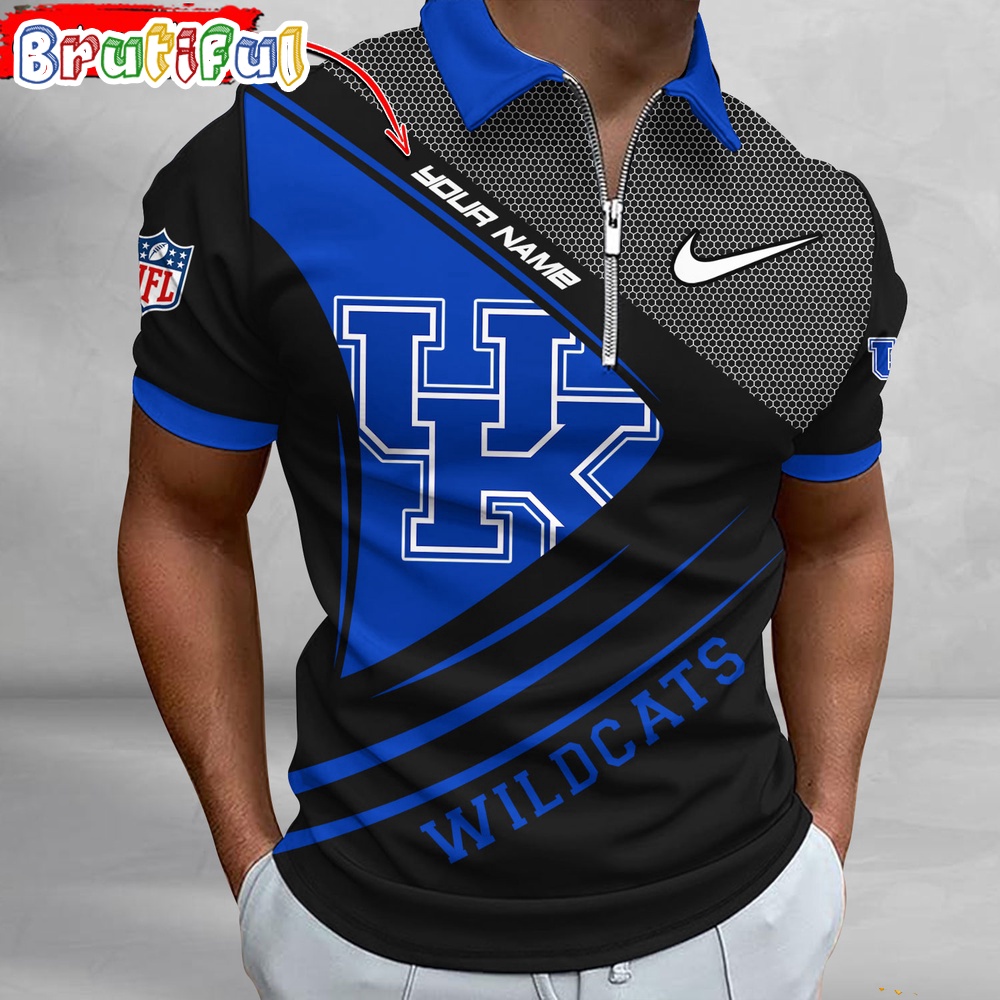 NCAA Kentucky Wildcats Polo Shirt, Sporty Zip Polo Shirt
