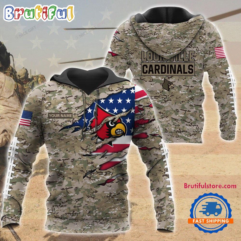 NCAA Louisville Cardinals Military Veterans Camouflage Hoodie